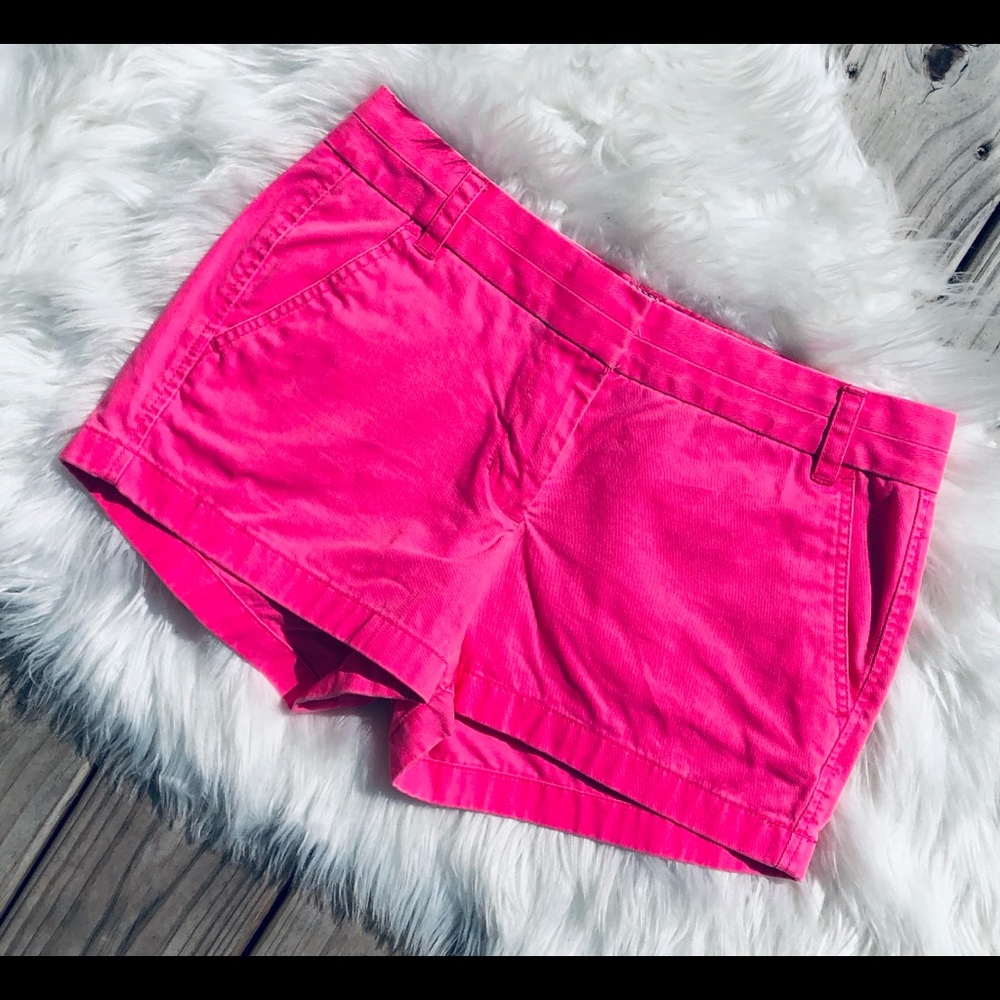 J. CREW HOT PINK CHINO ZIPPER SHORTS WOMEN SIZE 4